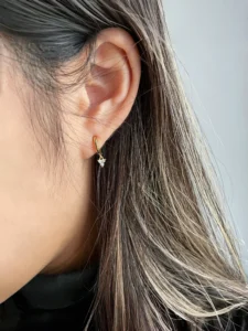 Triple Cluster Cubic Zirconia Huggie Earrings