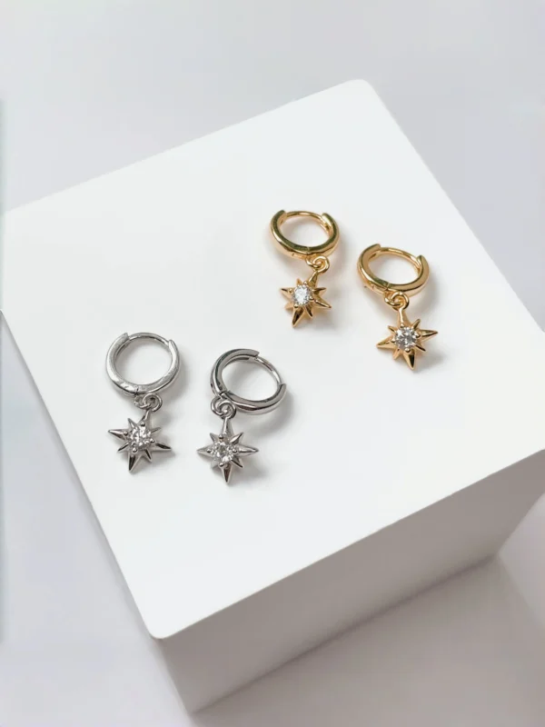 Star Dangle Huggie Earrings