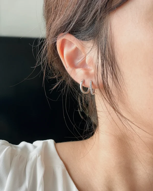 Cubic Zirconia Huggie Earrings - Image 2