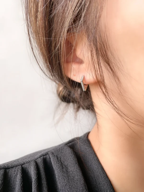 Geometric Cubic Zirconia Huggie Earrings
