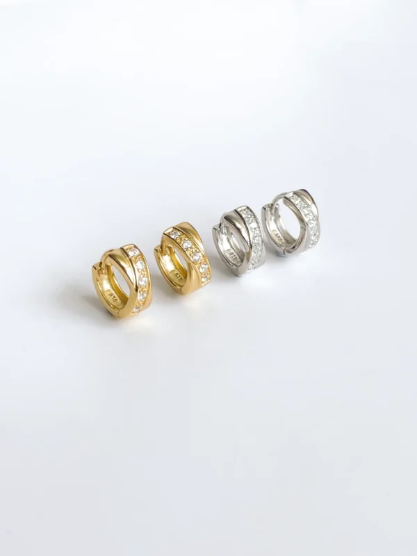 Twist Cubic Zirconia Huggie Earrings - Image 2