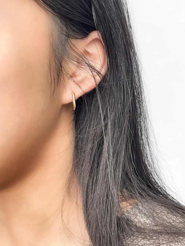 Mini Rectangle Huggie Earrings