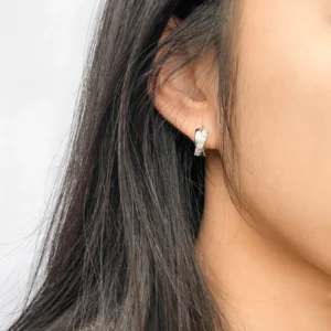 Twist Cubic Zirconia Huggie Earrings