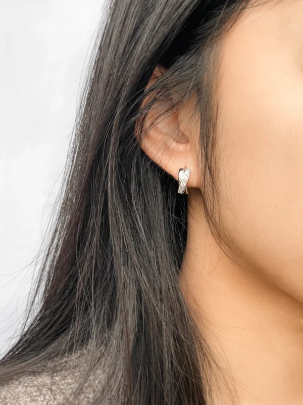 Twist Cubic Zirconia Huggie Earrings