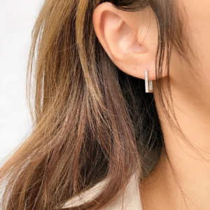 Rectangle Cubic Zirconia Huggie Earrings