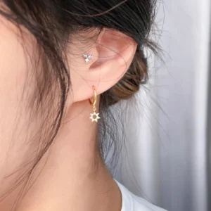 Sun Dangle Huggie Earrings