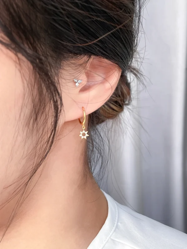 Sun Dangle Huggie Earrings