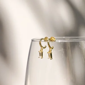 Rectangle Cubic Zirconia Dangle Stud Earrings