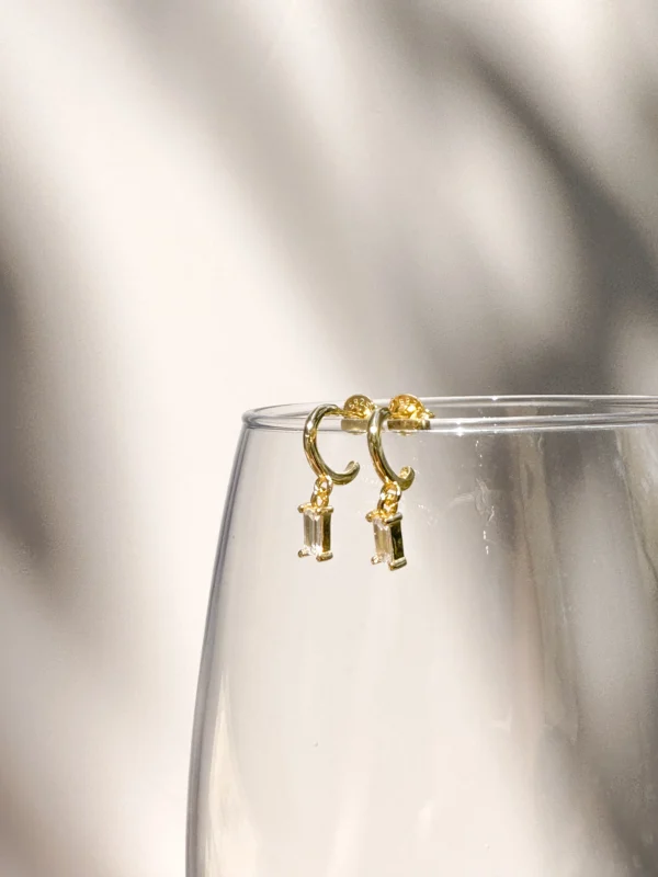 Rectangle Cubic Zirconia Dangle Stud Earrings