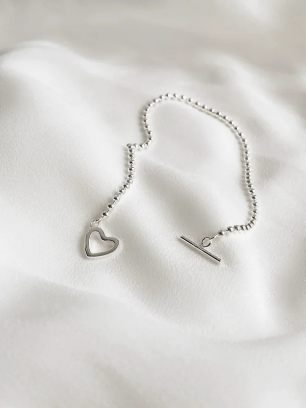 Heart T-Bar Beaded Bracelet