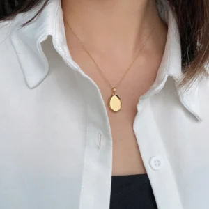 Gold Oval Locket Necklace