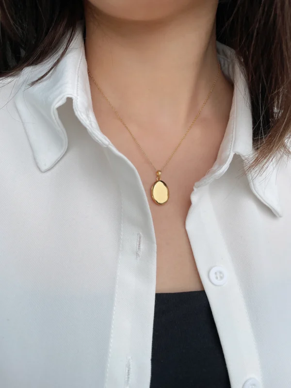 Gold Oval Locket Necklace