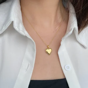 Gold Heart Locket Necklace
