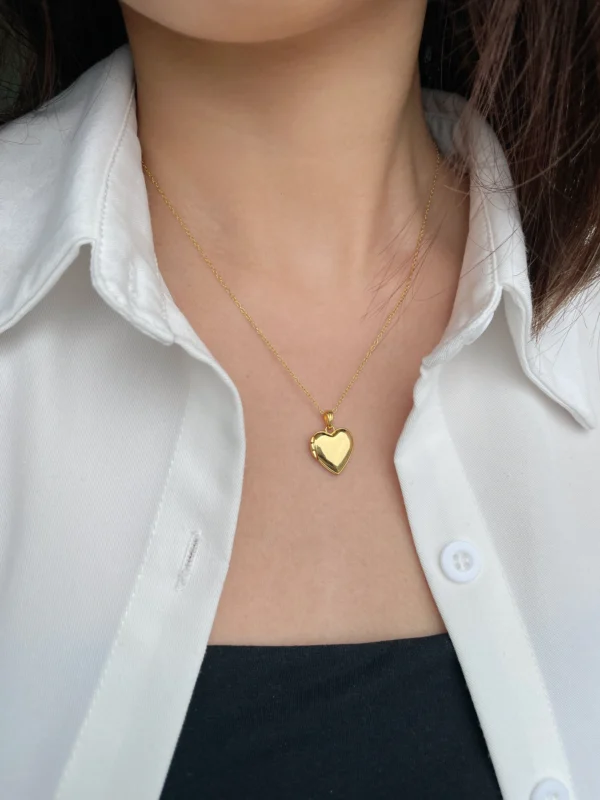 Gold Heart Locket Necklace