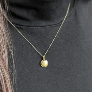 Gold Circle Locket Necklace